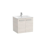 Mueble base suspendido con lavabo dos puertas 60x45x52 cm Fresno nórdico Roca