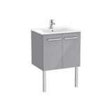 Móvel base suspenso com duas portas e lavatório em porcelana 60,5 x 45,3 x 51,5 cm cinzento brilho Roca