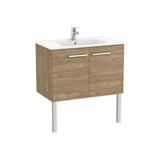 Mueble base suspendido dos puertas lavabo porcelana 80x45x51 cm Nogal Roca