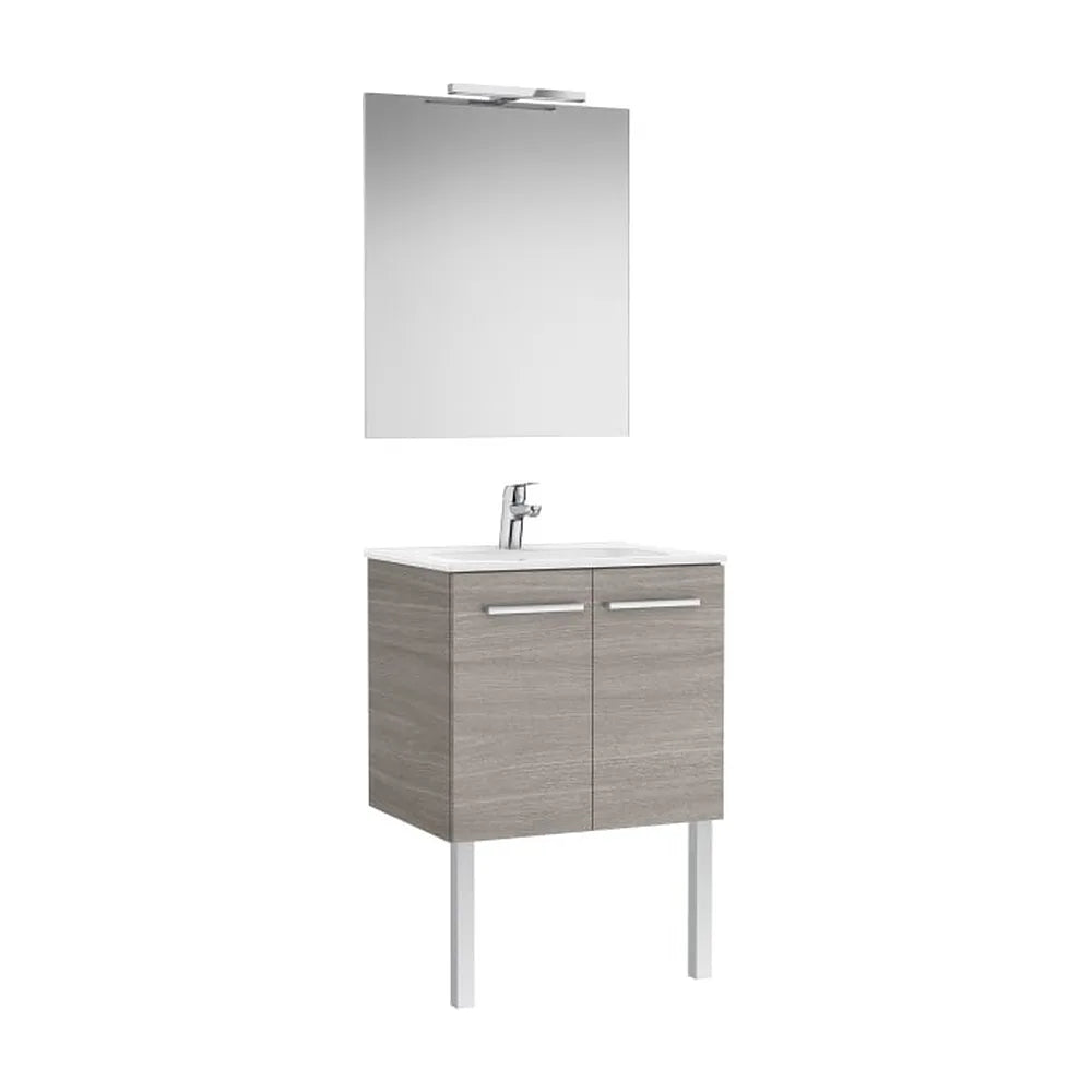 Pack mueble base dos puertas lavabo espejo aplique LED Starlight 60x45x51 cm Roca - Vista 1