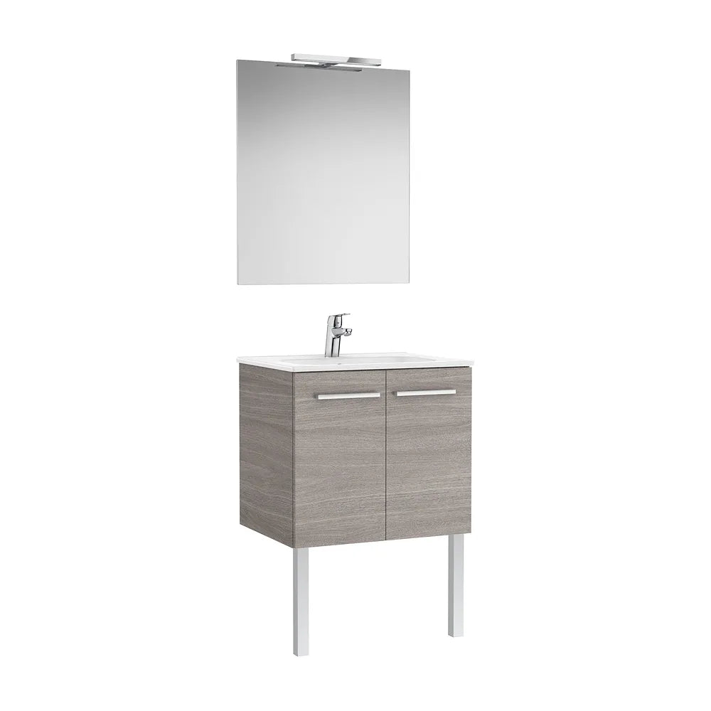 Pack mueble base dos puertas lavabo espejo aplique LED Starlight 60x45x51 cm Roca - Vista 2
