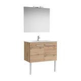 Pack mueble base dos puertas lavabo espejo aplique LED Starlight 80x45x51 cm Roca