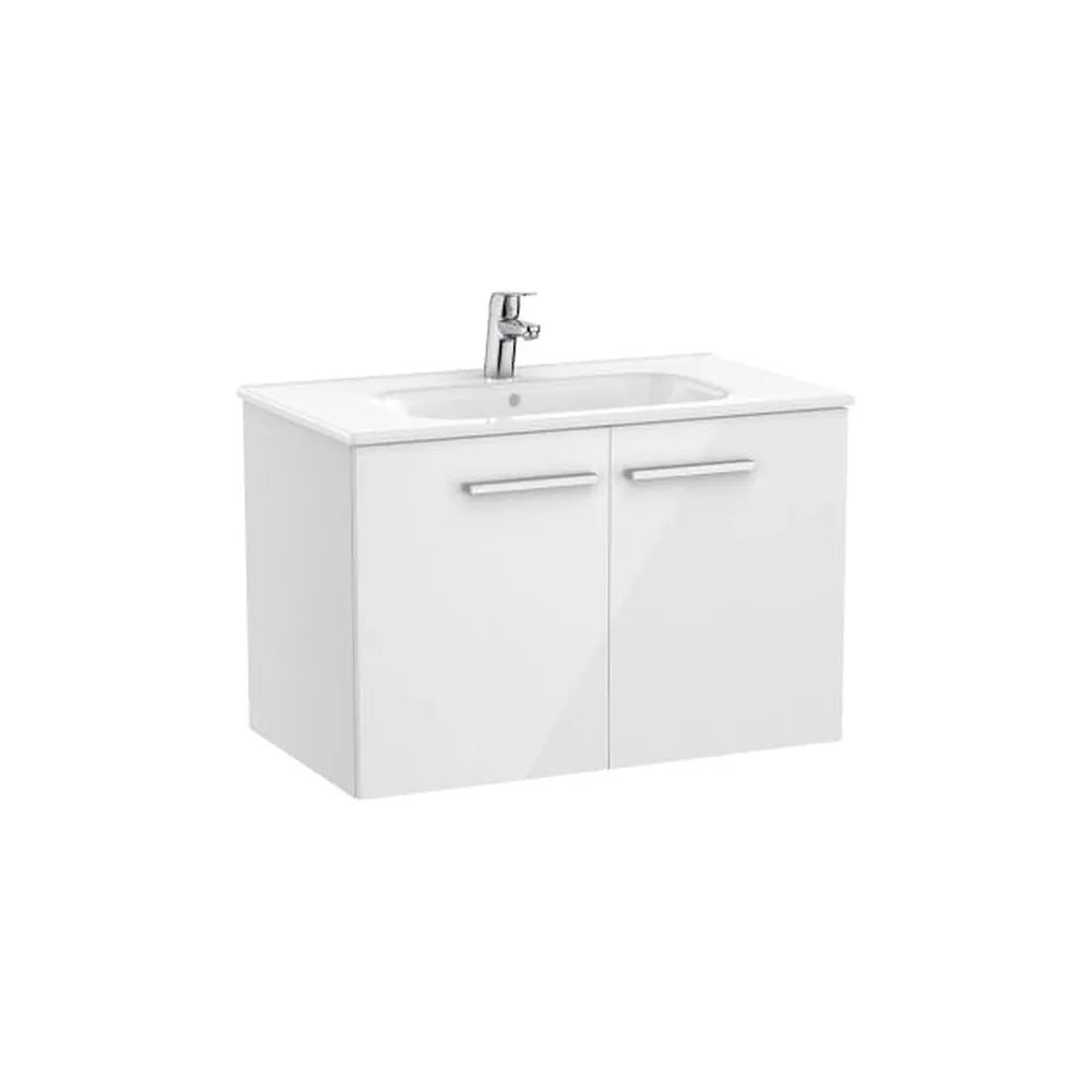 Mueble base suspendido dos puertas con lavabo porcelana blanco brillo 80x45x51 cm Roca - Vista 1