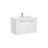 Mueble base suspendido dos puertas con lavabo porcelana blanco brillo 80x45x51 cm Roca