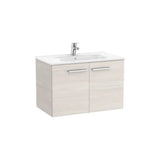 Mueble base suspendido dos puertas con lavabo porcelana 80x45x51 cm Fresno nórdico Roca