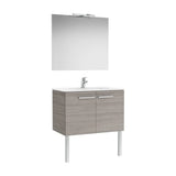 Mueble Base Dos Puertas Lavabo Espejo y Aplique Led Starlight 80x45x52cm Roca