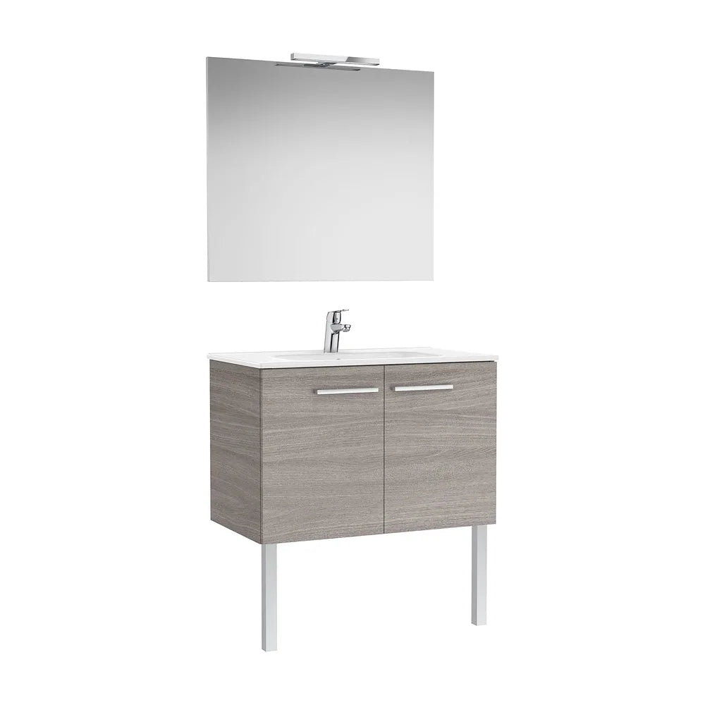 Mueble Base Dos Puertas Lavabo Espejo y Aplique Led Starlight 80x45x52cm Roca - Vista 2