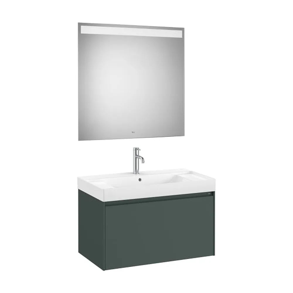 Mueble Base 1 Cajón Lavabo Centrado Fineceramic Espejo Led 80x46x50cm Colección Ona Roca - Vista 1