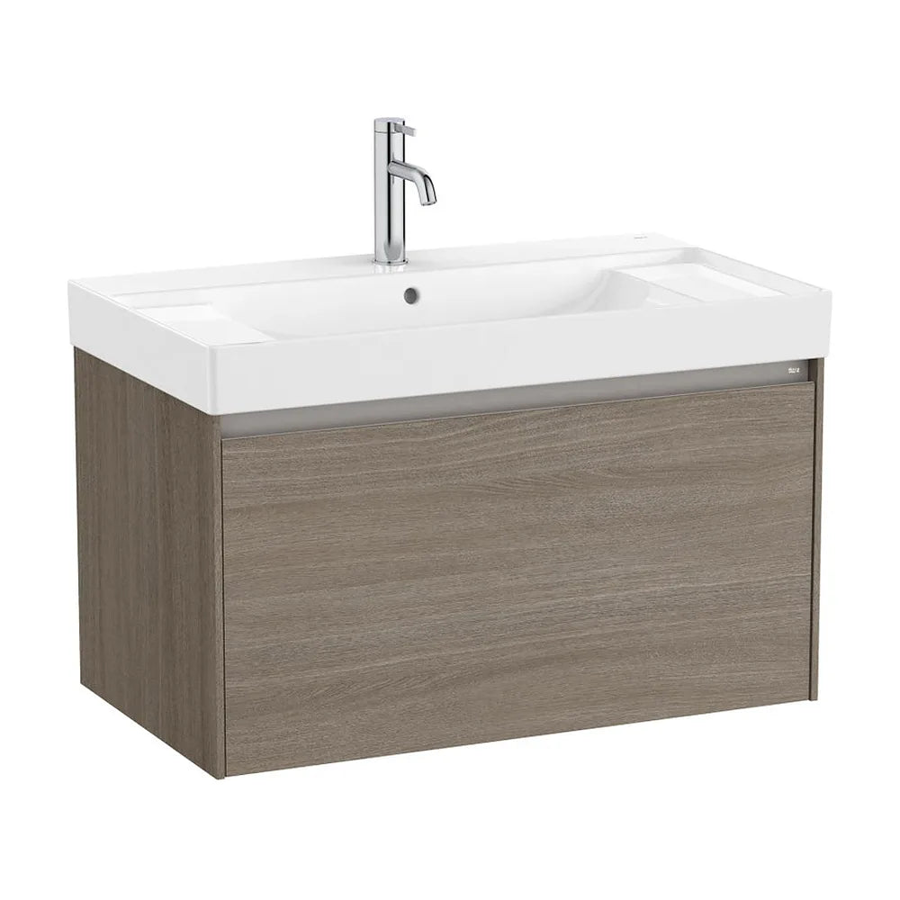 Mueble base suspendido con un cajón y lavabo centrado 80x46x50 cm Roca - Vista 2