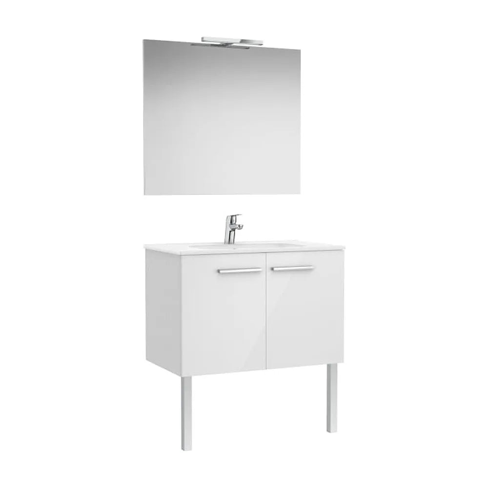 Pack mueble base dos puertas lavabo espejo y aplique LED Starlight 80x45x51 cm Roca - Vista 1