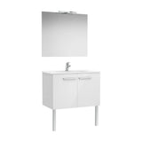 Pack mueble base dos puertas lavabo espejo y aplique LED Starlight 80x45x51 cm Roca
