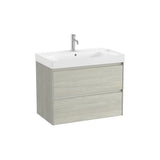 Mueble base suspendido con dos cajones y lavabo cuadrado Fineceramic 80x46x64 cm Roca
