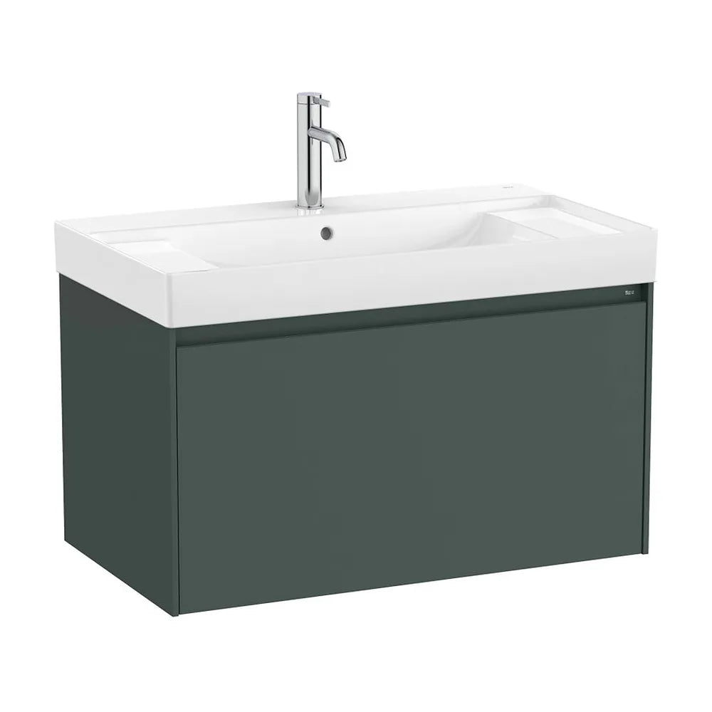 Mueble Base Suspendido con Lavabo Centrado Fineceramic 80x46x50cm Roca - Vista 2