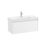 Mueble base suspendido con un cajón y lavabo cuadrado Fineceramic blanco 100x46x50 cm Roca