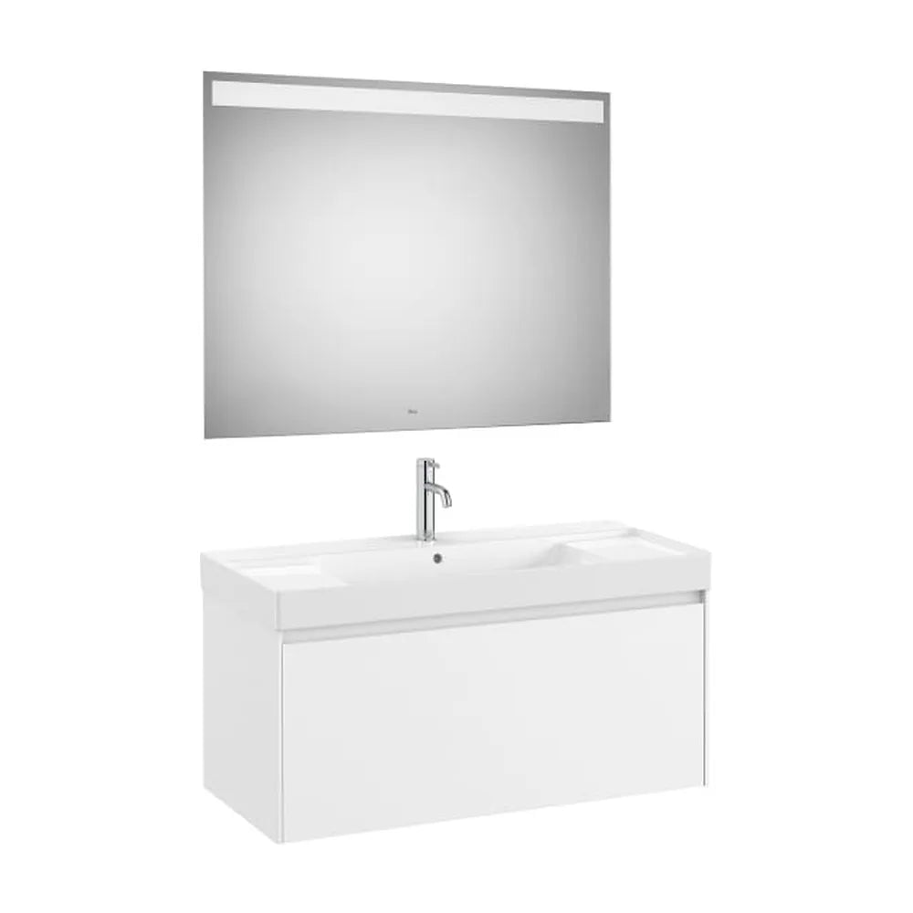 Mueble Base Cajón Lavabo de Fineceramic y Espejo Led 100x46x50cm Colección Ona Roca - Vista 1