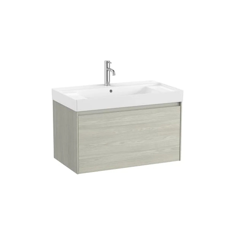 Mueble base suspendido con un cajón y lavabo centrado Fineceramic 80x46x50 cm Roca - Vista 1