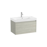 Mueble base suspendido con un cajón y lavabo centrado Fineceramic 80x46x50 cm Roca