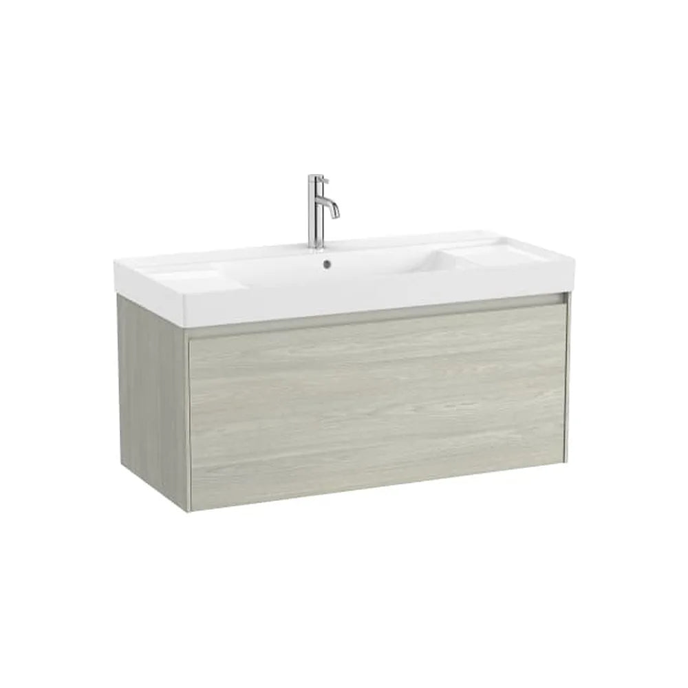 Mueble base suspendido con cajón y lavabo cuadrado Fineceramic 100x46x50 cm Roca - Vista 1