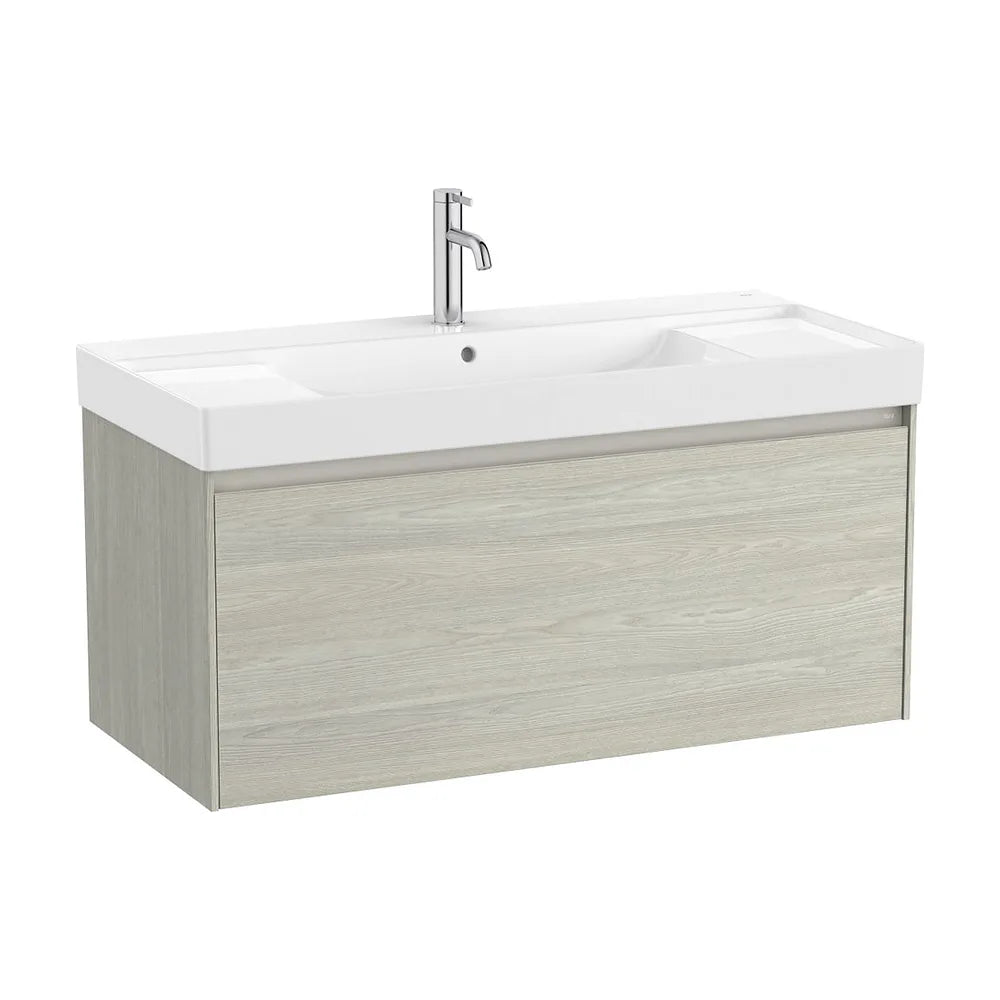 Mueble base suspendido con cajón y lavabo cuadrado Fineceramic 100x46x50 cm Roca - Vista 2