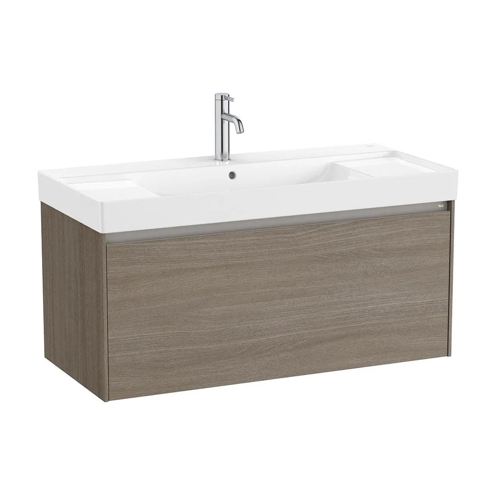 Mueble base suspendido con cajón y lavabo cuadrado Fineceramic 100x46x50 cm Roca - Vista 2