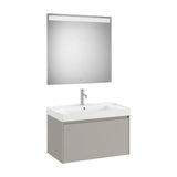 Pack mueble base un cajón lavabo centrado Fineceramic espejo LED Eidos 80x46x50 cm Roca