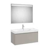 Pack mueble base un cajón lavabo Fineceramic espejo LED Eidos 100x46x50 cm Roca