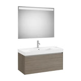 Pack mueble base un cajón lavabo Fineceramic espejo LED Eidos 100x46x50 cm Roca
