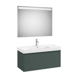 Pack mueble base un cajón lavabo Fineceramic espejo LED Eidos 100x46x50 cm Roca
