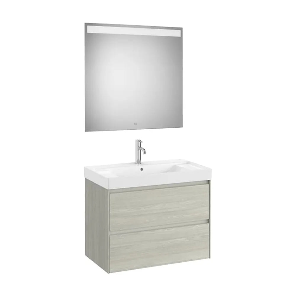 Mueble Base 2 Cajones Lavabo Centrado Fineceramic Espejo Led Colección Eidos Roca - Vista 1