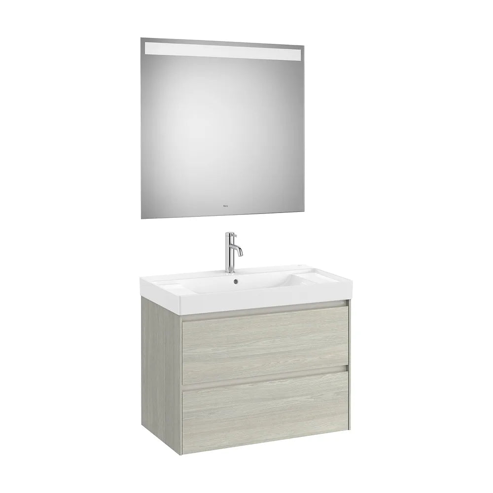 Mueble Base 2 Cajones Lavabo Centrado Fineceramic Espejo Led Colección Eidos Roca - Vista 2