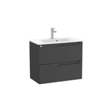 Mueble base compacto suspendido con lavabo porcelana 70x38x56 cm negro mate Roca