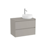 Mueble base dos cajones lavabo sobre encimera derecha gris arena 79x45x58 cm Roca