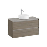 Mueble base suspendido dos cajones para lavabo sobre encimera 99x45x58 cm Roca