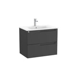 Mueble base suspendido con dos cajones y lavabo cuadrado 70x46x56 cm Roca
