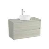 Meuble Bas Suspendu Deux Tiroirs Pour Vasque À Poser X 58.3 Cm Finition Chêne Clair Ona 99.4x45.7 cm Roca