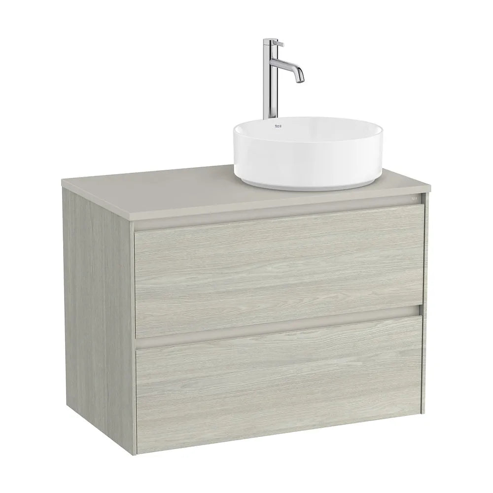 Mueble base suspendido dos cajones lavabo sobre encimera derecha 79x45x58 cm Roca - Vista 2
