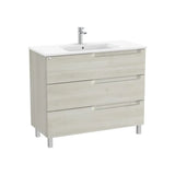 Mueble Base Suspendido con Tres Cajones Lavabo Centrado y Espejo con Luz Led Roca