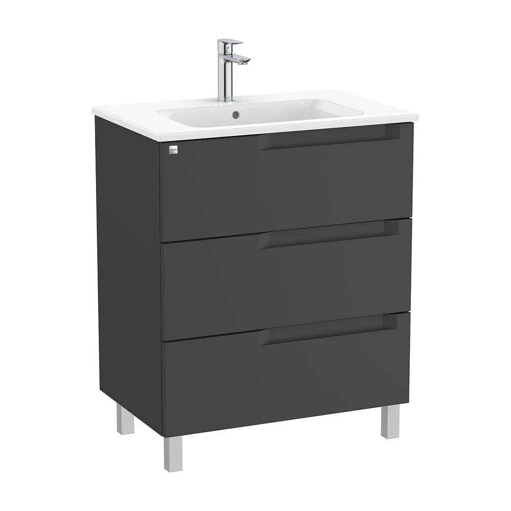 Mueble Base de Baño con Tres Cajones Lavabo Cuadrado 70x46x85cm Roca - Vista 2
