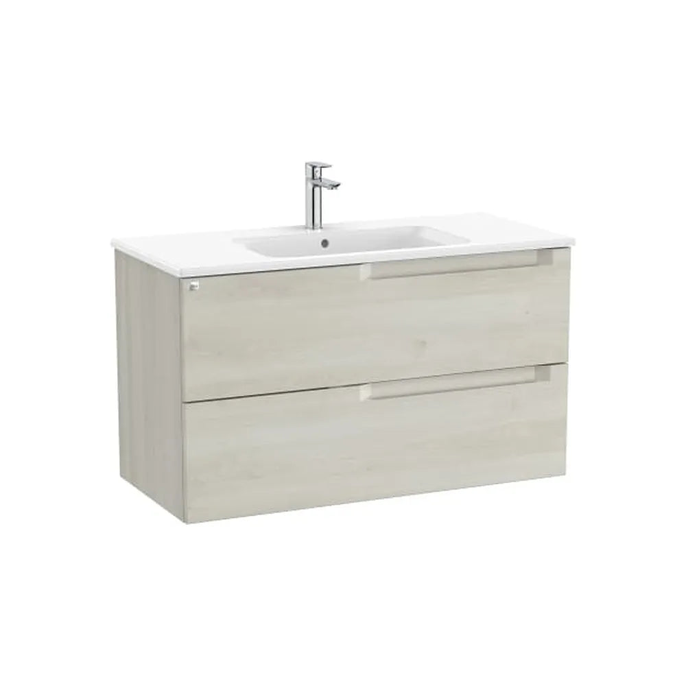 Mueble base suspendido con lavabo centrado dos cajones cierre amortiguado 100x46x56 cm Roca - Vista 1