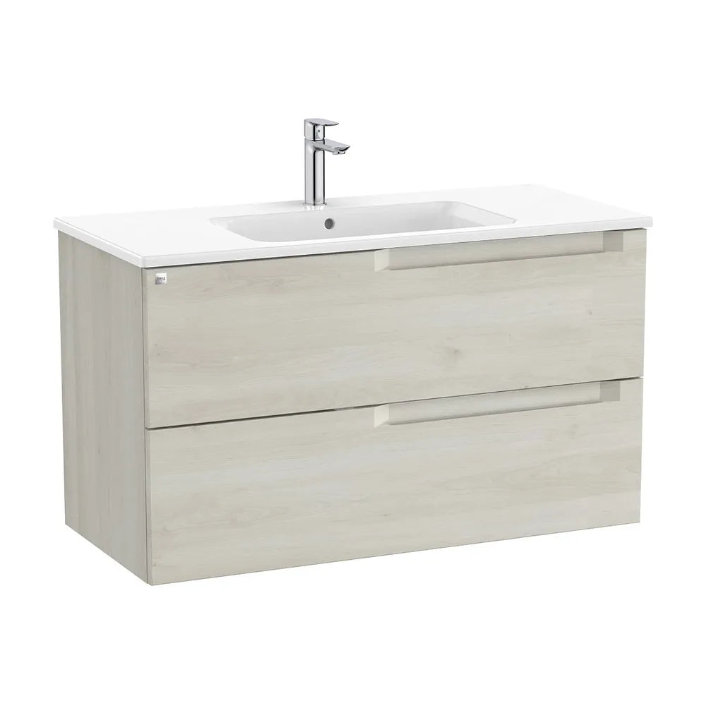 Mueble base suspendido con lavabo centrado dos cajones cierre amortiguado 100x46x56 cm Roca - Vista 2