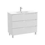 Mueble base suspendido tres cajones lavabo centrado 100x46x74 cm Gris Piedra Roca