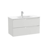Mueble base suspendido dos cajones lavabo centrado 100x46x56 cm Gris piedra Roca