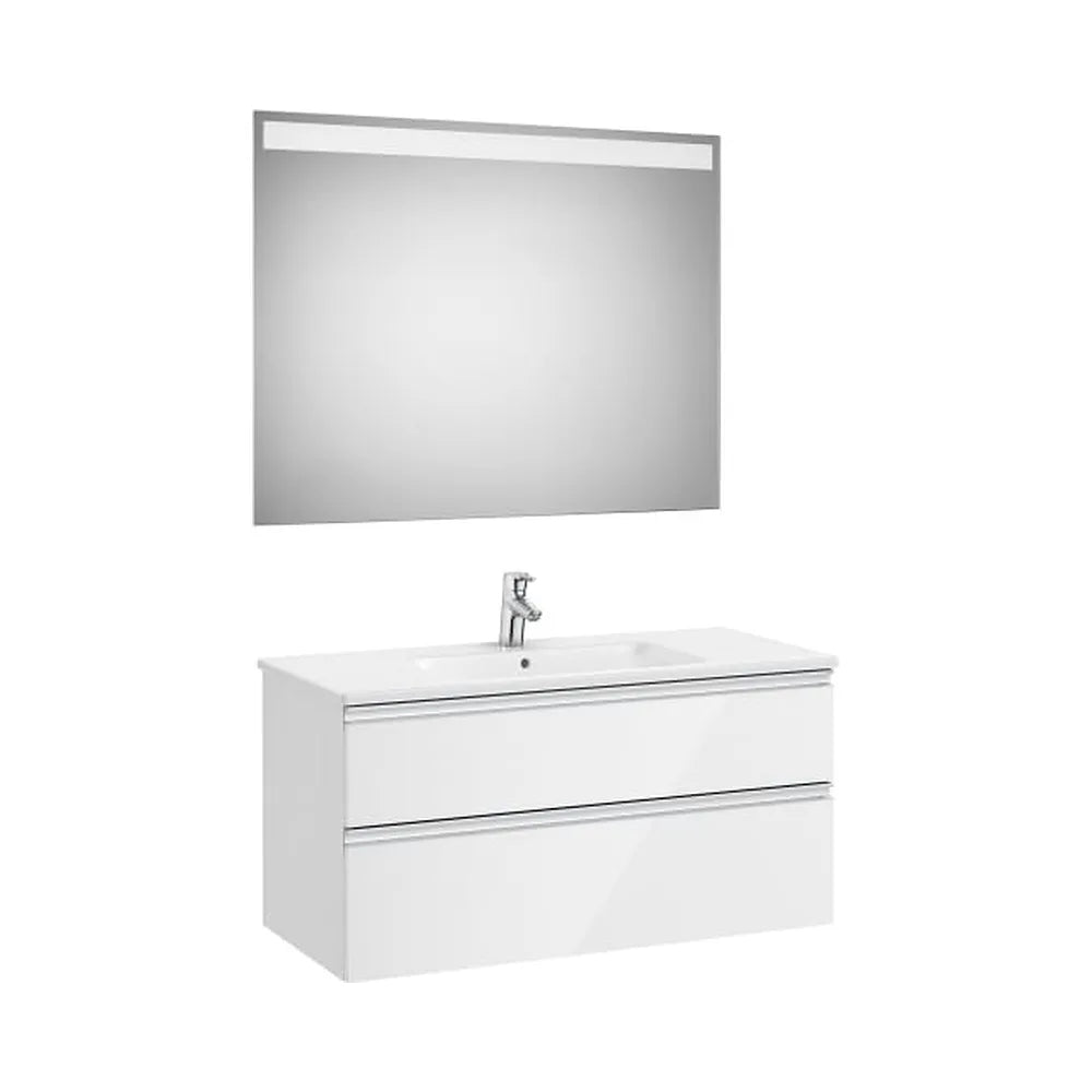 Mueble Base 2 Cajones Lavabo Centrado Espejo Led 100x46x54cm Colección Eidos Roca - Vista 1