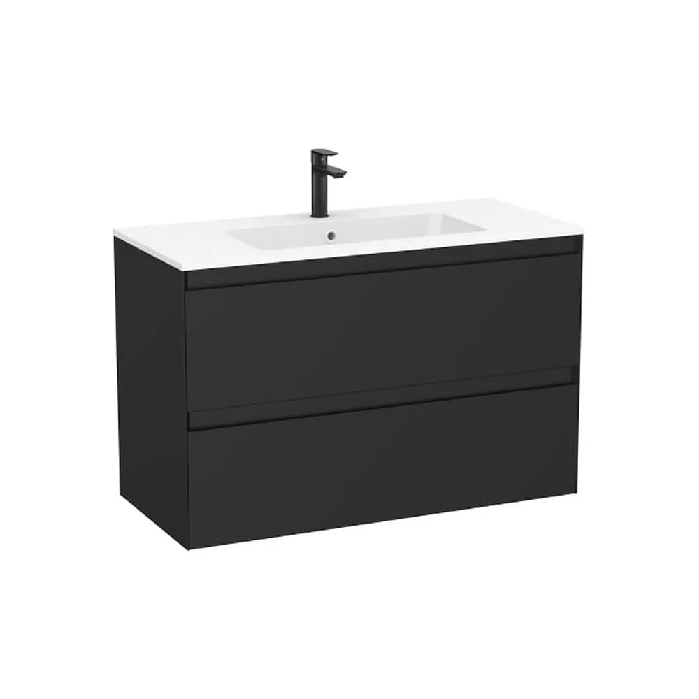 Mueble base suspendido 100x46x65 cm dos cajones lavabo cuadrado blanco mate Roca - Vista 1