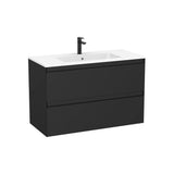 Mueble base suspendido 100x46x65 cm dos cajones lavabo cuadrado blanco mate Roca