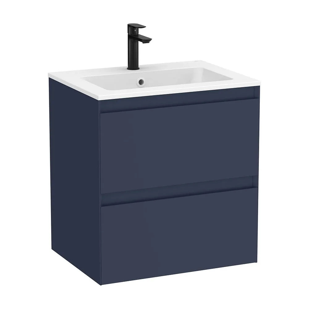 Mueble base suspendido dos cajones con lavabo cuadrado Stonex blanco mate Roca - Vista 2