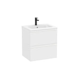 Mueble Base Suspendido con 2 Cajones y Lavabo Cuadrado Stonex White Mate Roca