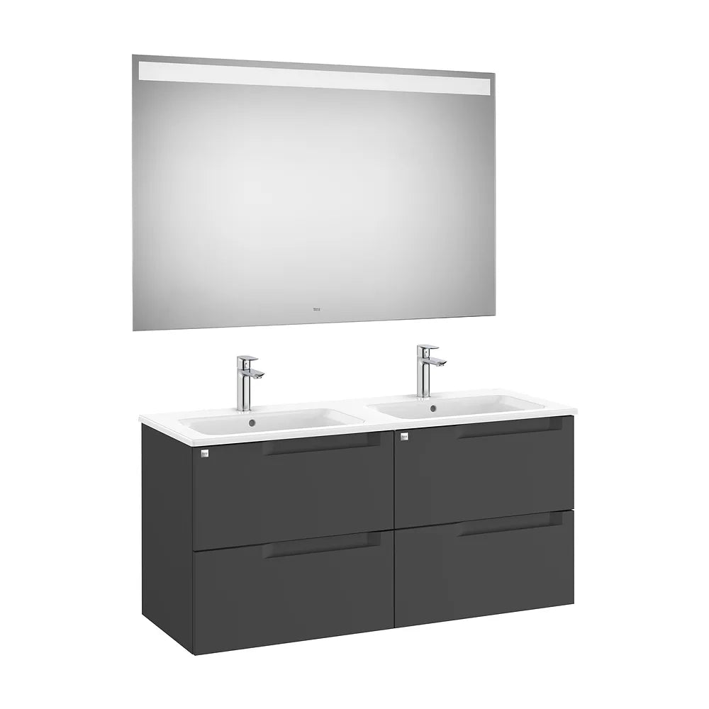 Pack mueble base cuatro cajones lavabo doble espejo LED 120x46x56 cm Roca - Vista 2