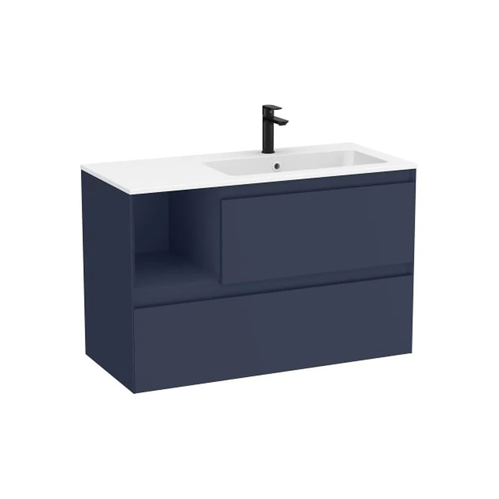 Mueble base suspendido dos cajones estante lateral lavabo Stonex blanco mate Roca - Vista 1