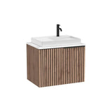 Mueble base suspendido con cajón encimera marmoleada y lavabo sobre encimera 71x49x56 cm Roca
